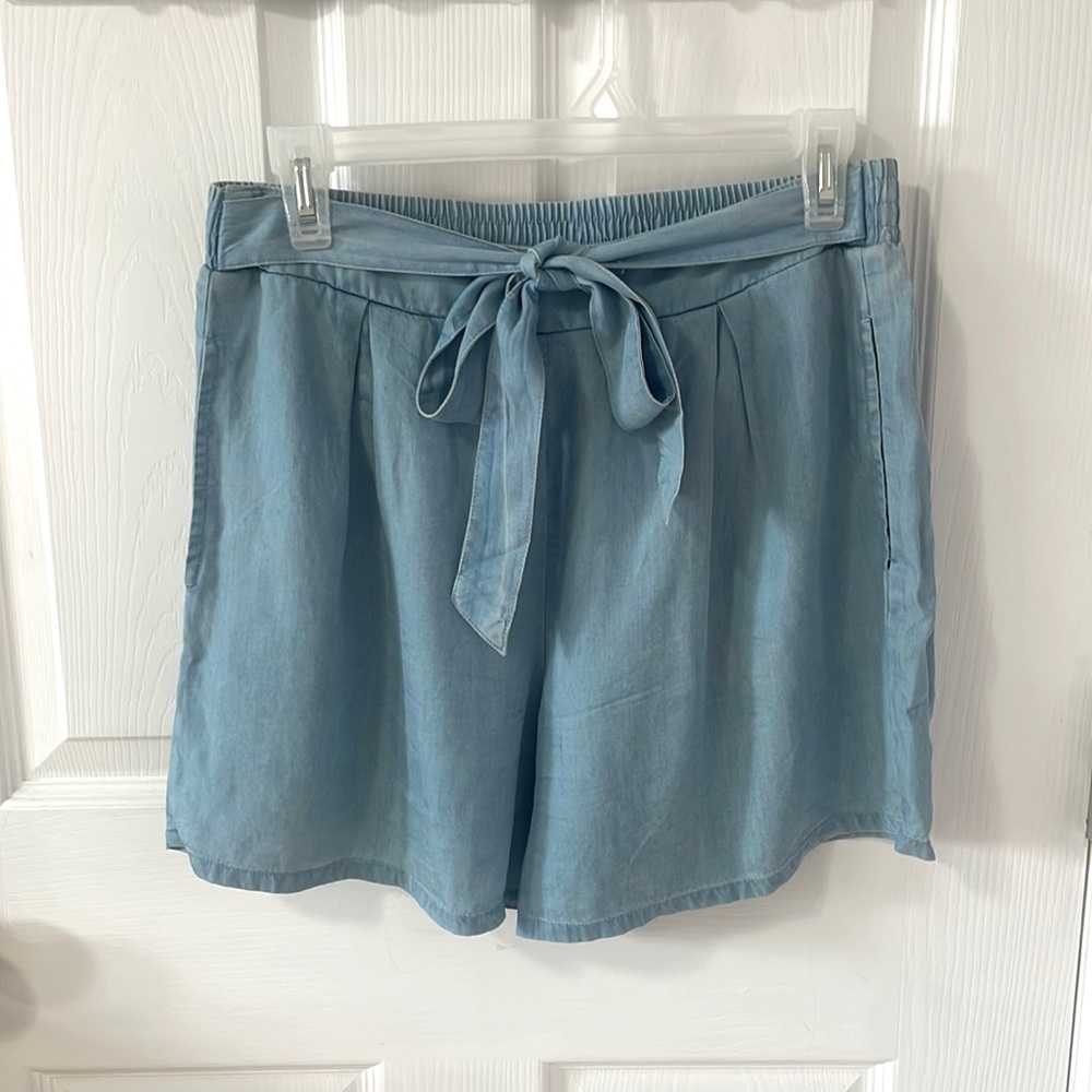 Zac & Rachel Blue High Waist Shorts with Tie Belt